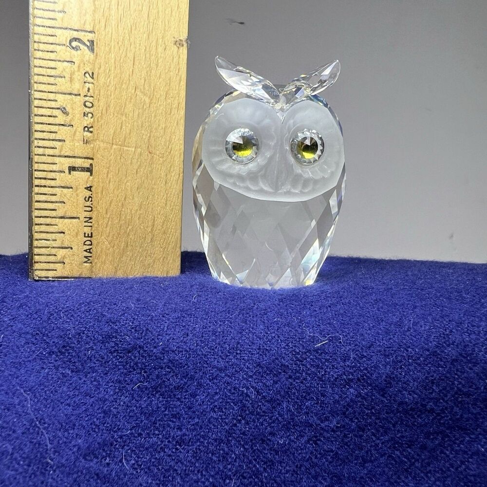 AUTHENTIC Swarovski OWL Crystal Figurine Paperweight Green/Yellow Eyes 2” - Picture 10 of 10